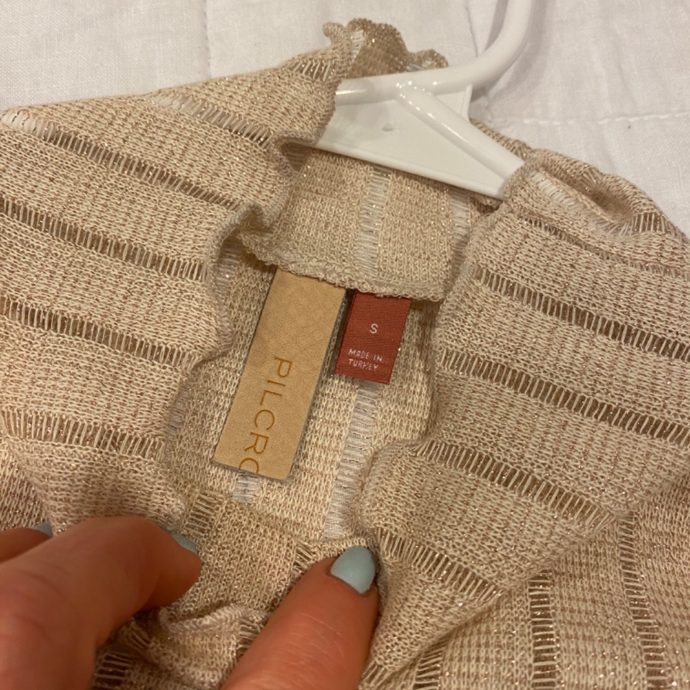 Anthropologie Pilcro Sheer Turtleneck Ivory Size Small - Picture 3 of 5